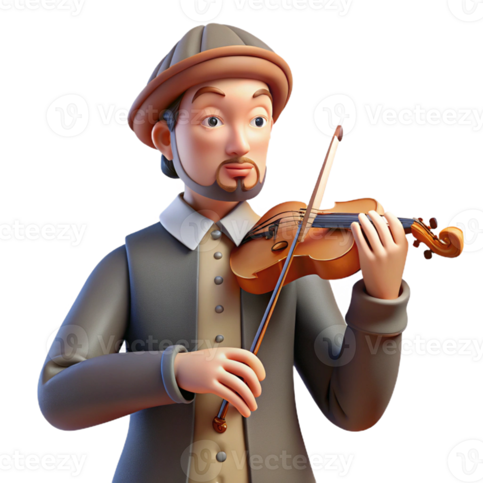 impressive rustic A pensive musician holding a violin, Rembrandt lighting emphasizing their hands, classical painting style high resolution png