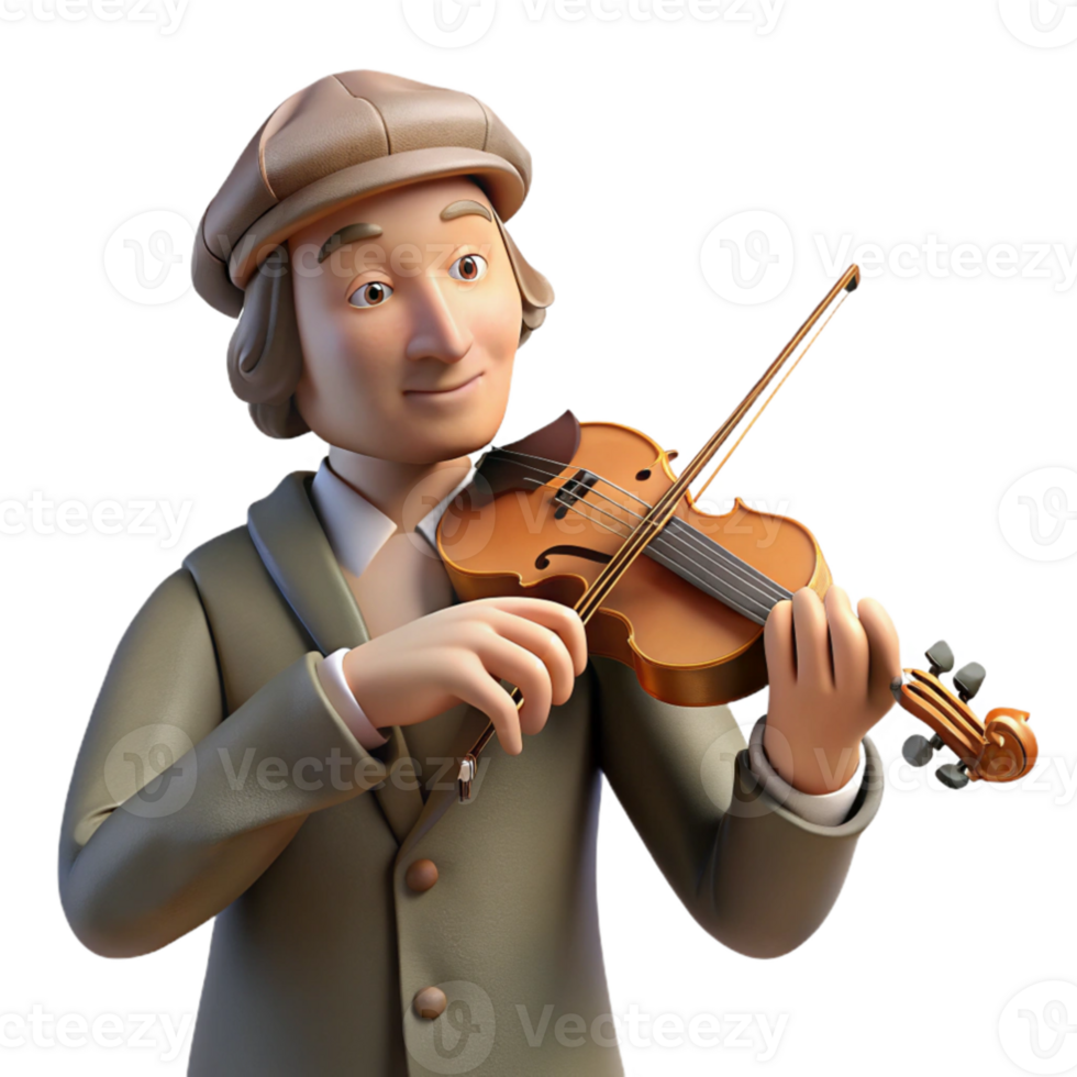 magnificent abstract A pensive musician holding a violin, Rembrandt lighting emphasizing their hands, classical painting style professional png
