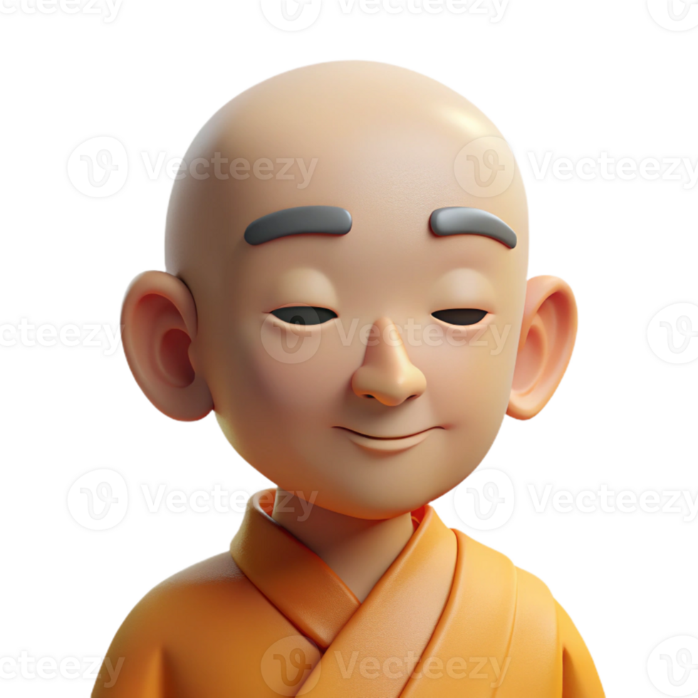 magnificent minimalist A serene monk with a shaved head and peaceful expression, soft natural lighting, minimalist photography style premium png