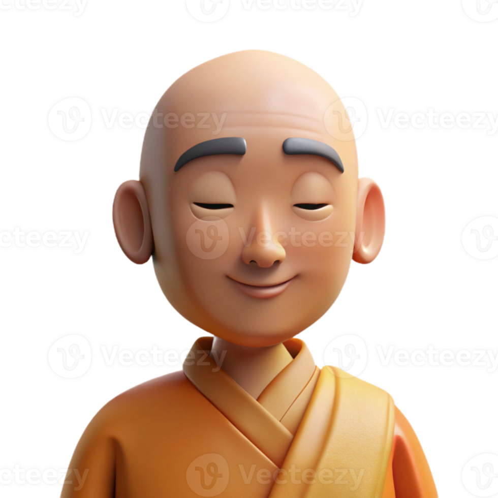 serene artistic A serene monk with a shaved head and peaceful expression, soft natural lighting, minimalist photography style premium png