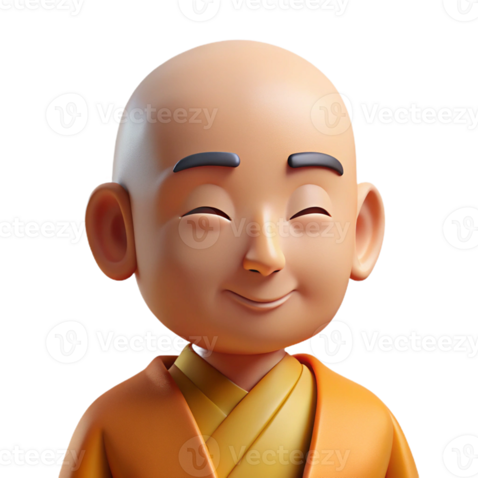 stunning creative A serene monk with a shaved head and peaceful expression, soft natural lighting, minimalist photography style professional png