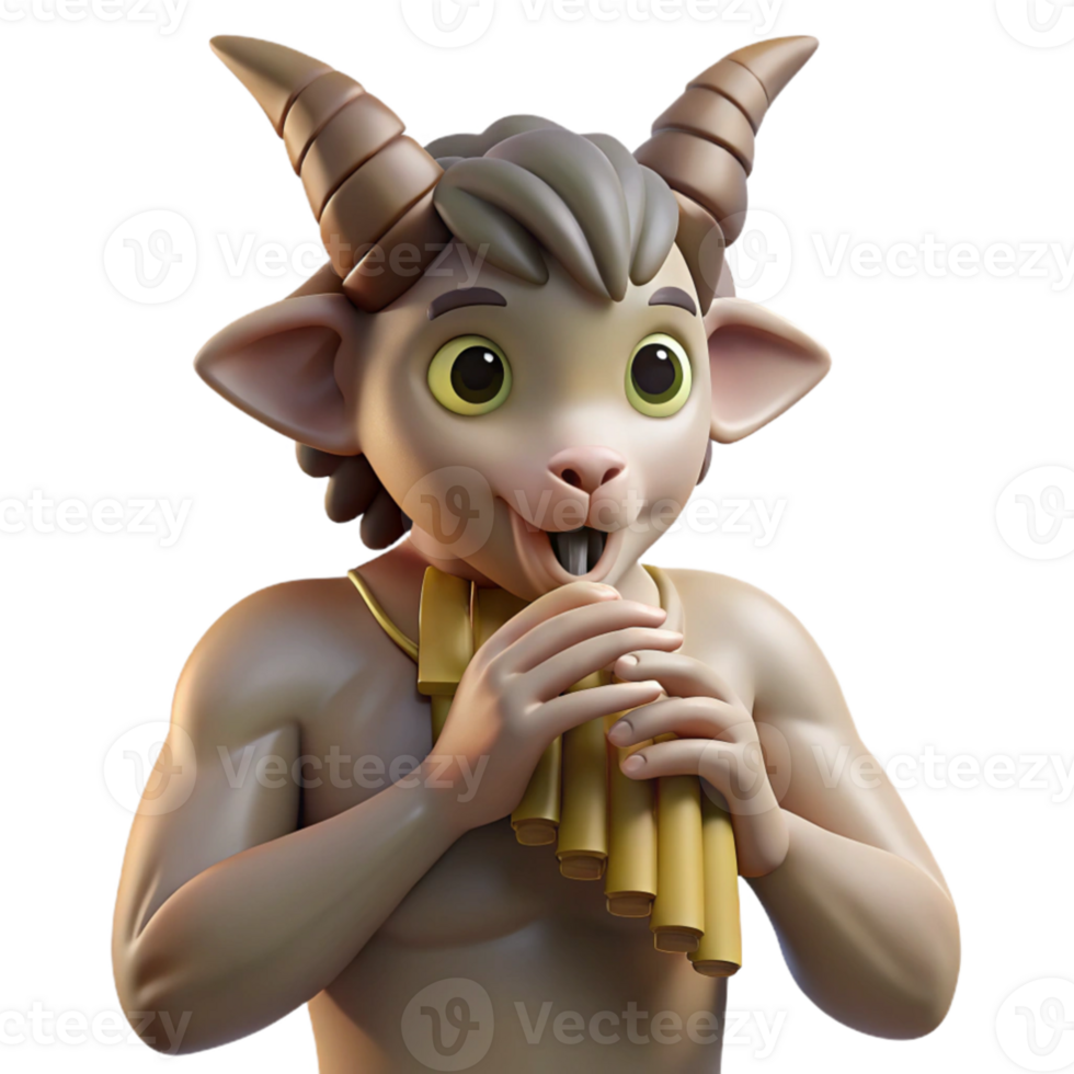 beautiful abstract A mischievous satyr playing a pan flute in a sun drenched forest glade, Art Nouveau style, dappled lighting, high resolution png