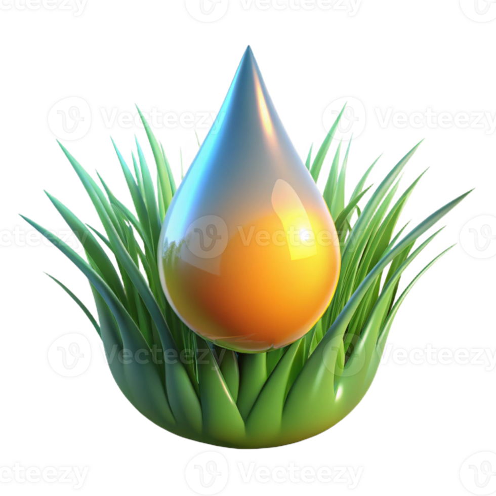 dramatic abstract A single dewdrop on a blade of grass, reflecting the sunrise, macro photography, hyperrealistic, vibrant colors genuine png