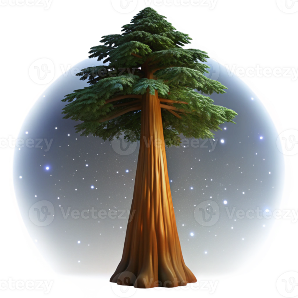 vibrant creative A giant sequoia tree reaching towards a starry night sky, low angle shot, epic scale, dark and moody exclusive png