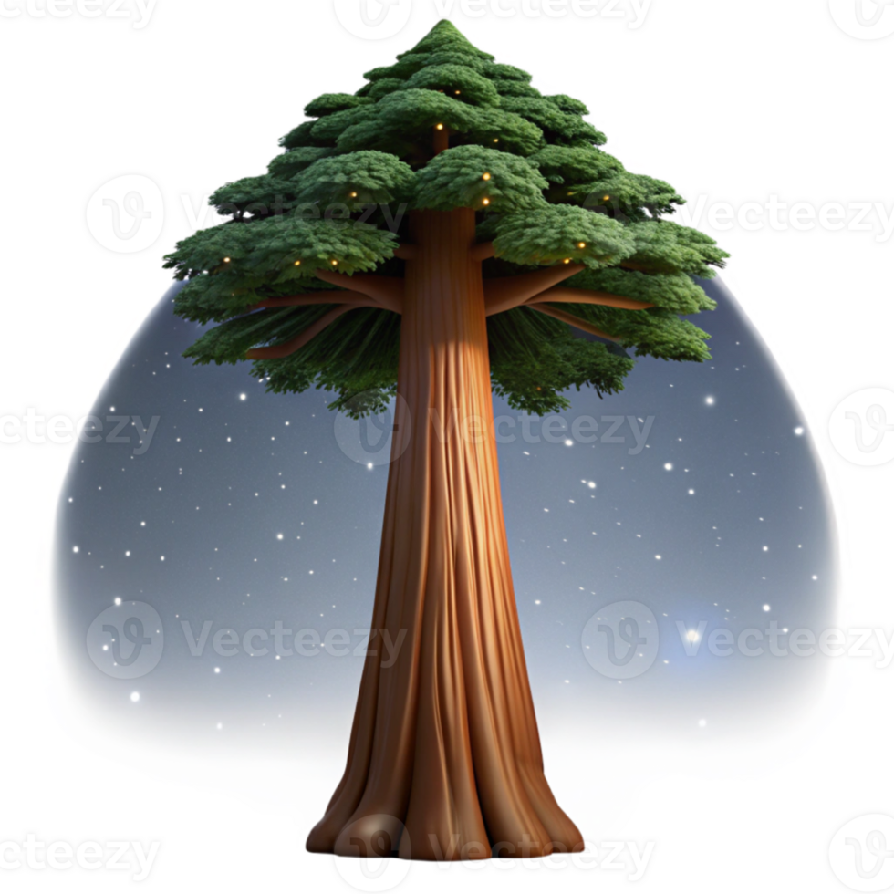 extraordinary minimalist A giant sequoia tree reaching towards a starry night sky, low angle shot, epic scale, dark and moody high resolution png
