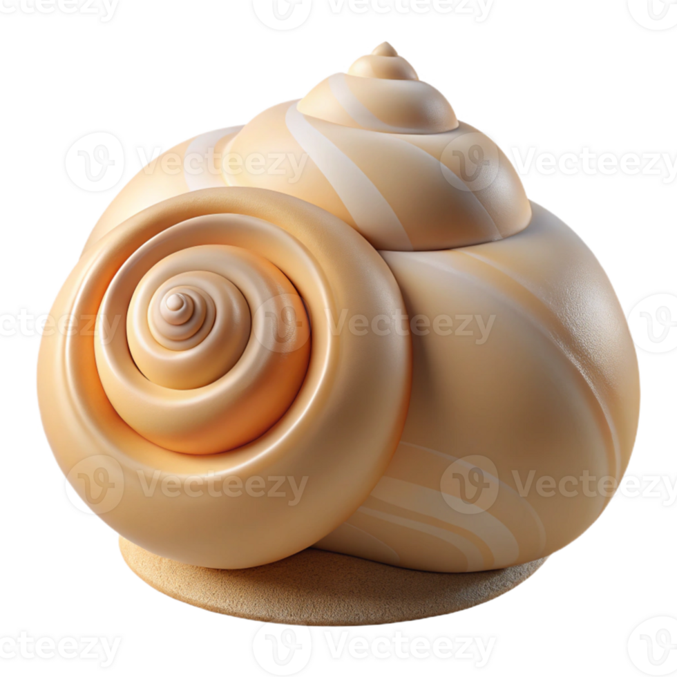 beautiful traditional A spiral shell lying on white sand, soft natural light, hyperrealistic, detailed textures original png