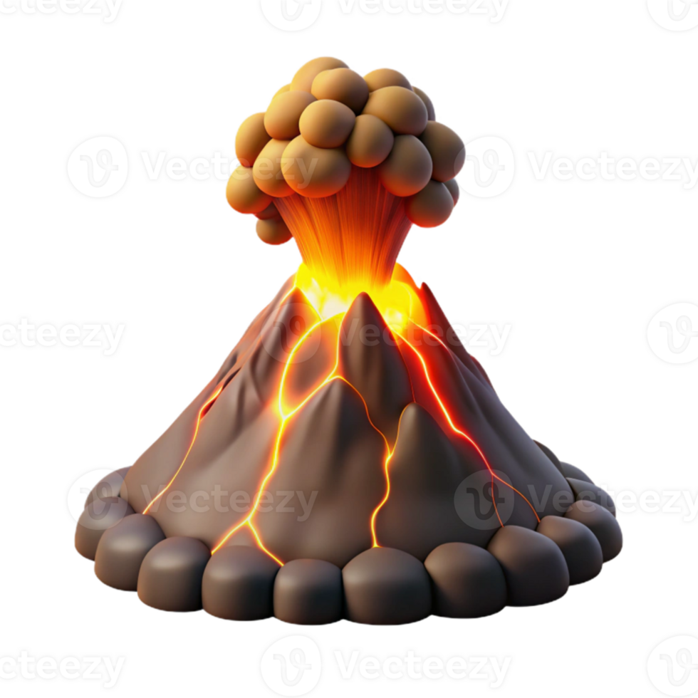 extraordinary vintage An erupting volcano spewing lava and ash, dramatic lighting, dark and fiery, apocalyptic high quality png