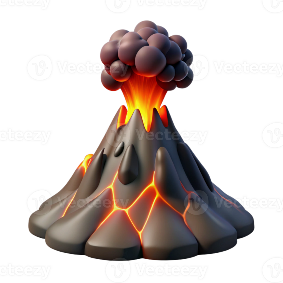 dramatic traditional An erupting volcano spewing lava and ash, dramatic lighting, dark and fiery, apocalyptic 4K png