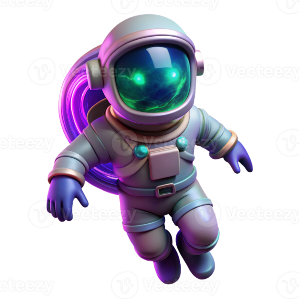 vibrant modern A lone astronaut, clad in a bioluminescent spacesuit, floats in the inky blackness of space, a swirling nebula of vibrant purples and greens reflecting in their visor.... png