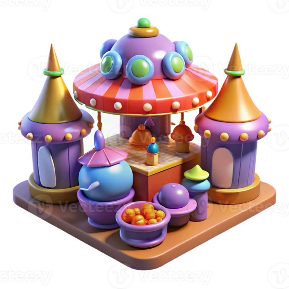 extraordinary minimalist A vibrant, alien marketplace filled with bizarre creatures and glowing stalls, bustling with activity. Warm, inviting lighting. Cartoon style premium png