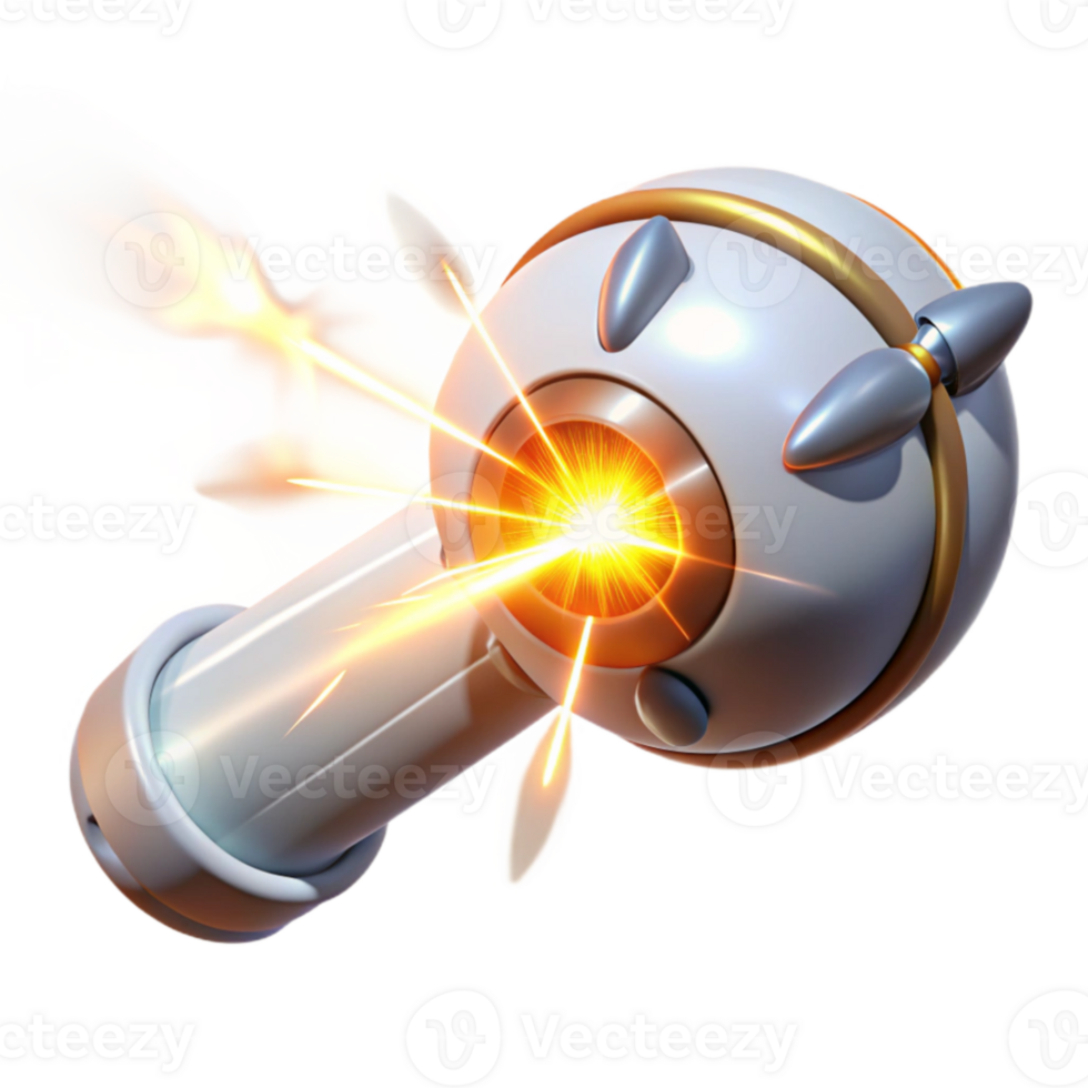 elegant artistic A powerful, energy weapon firing a beam of pure white light, the energy crackling around it. Bright, explosive lighting. Anime style exclusive png