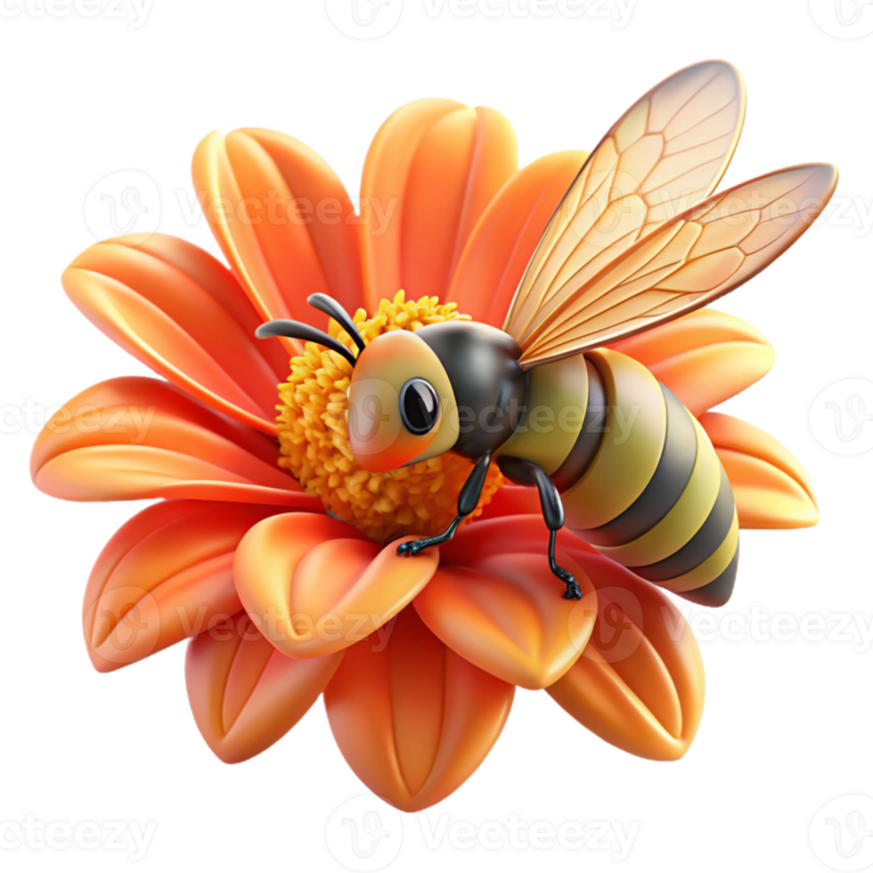 impressive rustic A close up of a bee collecting pollen from a vibrant flower, with detailed textures and warm colors. Macro photography, nature documentary style detailed png