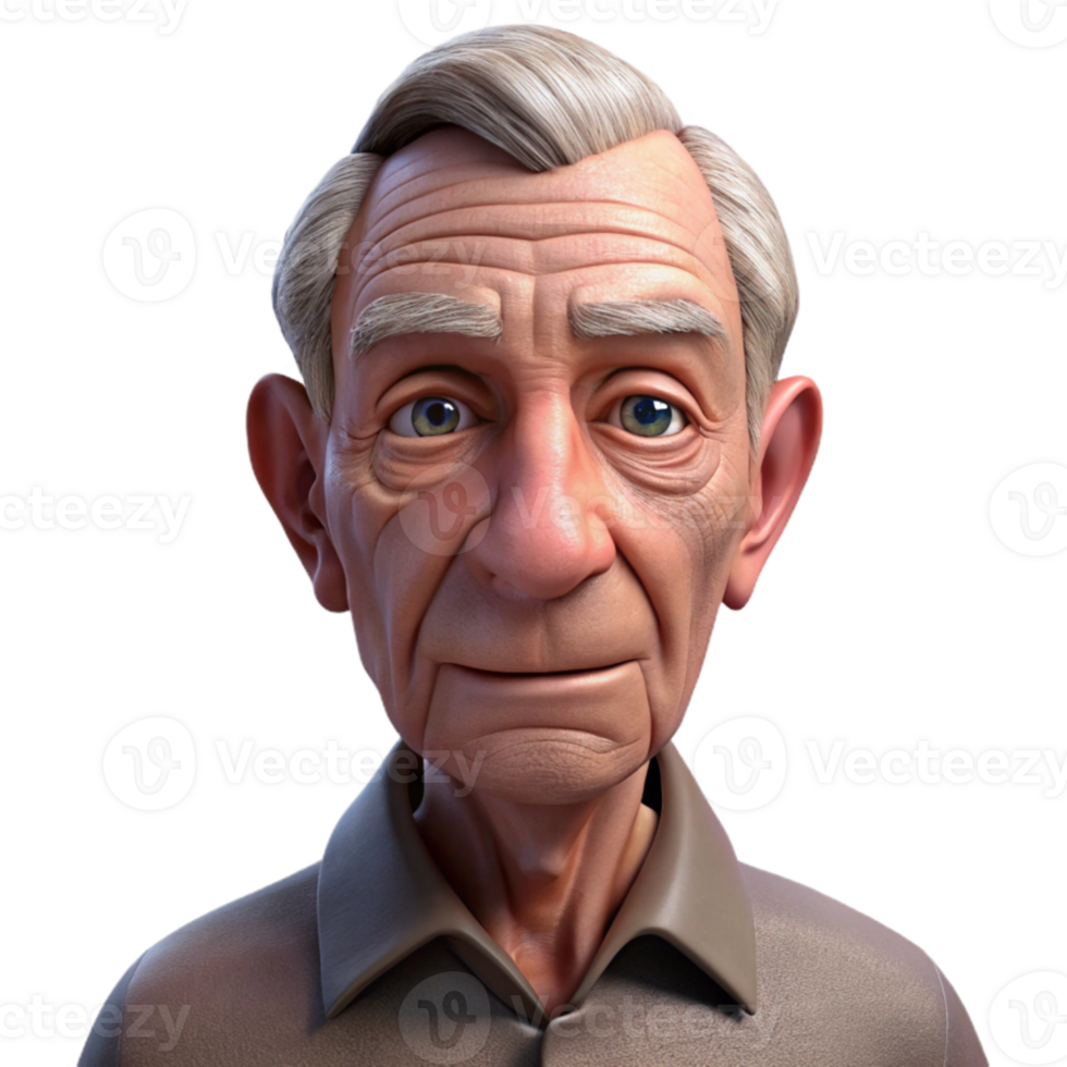 impressive artistic Portrait of an elderly man with deep wrinkles, a weathered face, and a wise, gentle gaze, Rembrandt lighting, hyperrealistic style genuine png