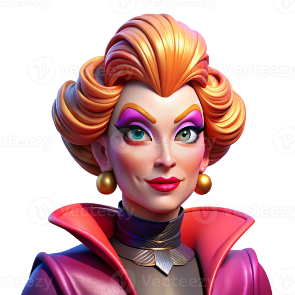 magnificent classic Portrait of a glamorous drag queen with extravagant makeup, a flamboyant pose, and a confident expression, vibrant and colorful lighting, pop art style professional png