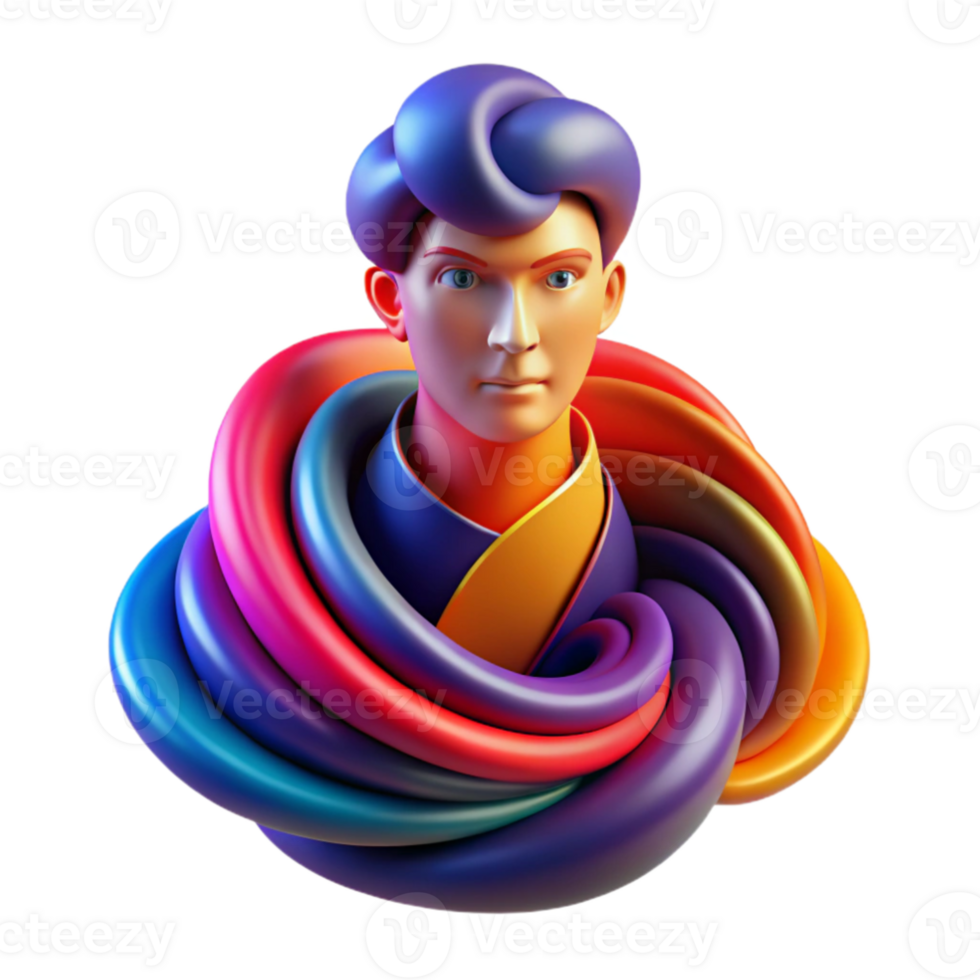 impressive classic Portrait of an abstract figure composed of swirling colors and geometric shapes, vibrant and dynamic lighting, abstract art style original png