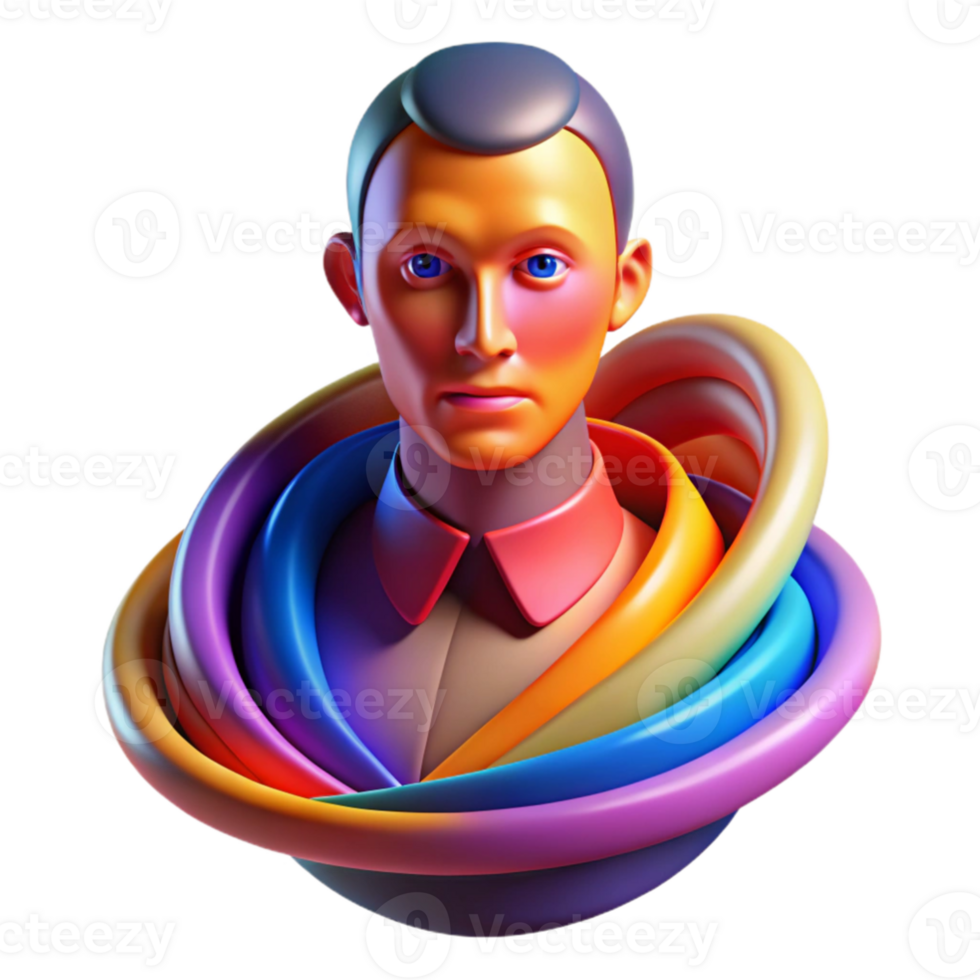 extraordinary abstract Portrait of an abstract figure composed of swirling colors and geometric shapes, vibrant and dynamic lighting, abstract art style professional png