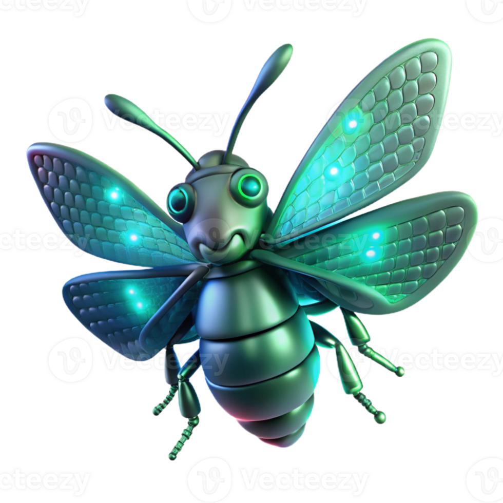 serene creative A solitary, bioluminescent drone insect with delicate, translucent wings hovering amidst falling binary code in a dimly lit, rainy alleyway. Photorealistic style 4K png