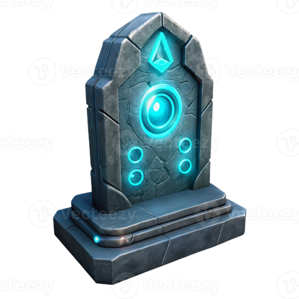 beautiful creative An ancient, weathered stone tablet displaying a futuristic holographic interface, pulsating with arcane symbols and glyphs, lit by flickering candlelight. Fantasy style professional png