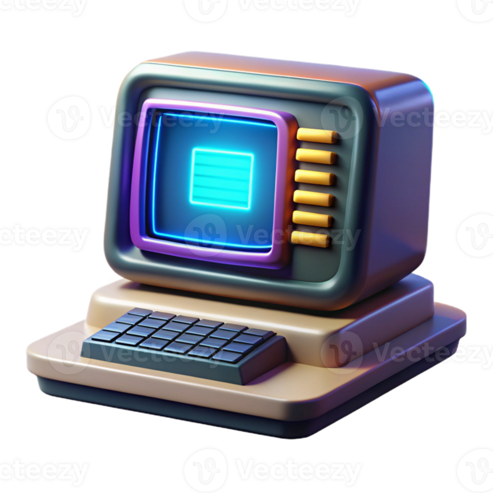 vibrant minimalist A vintage computer terminal displaying complex code, CRT monitor glow, dark room illuminated by the screen, retro futuristic style professional png