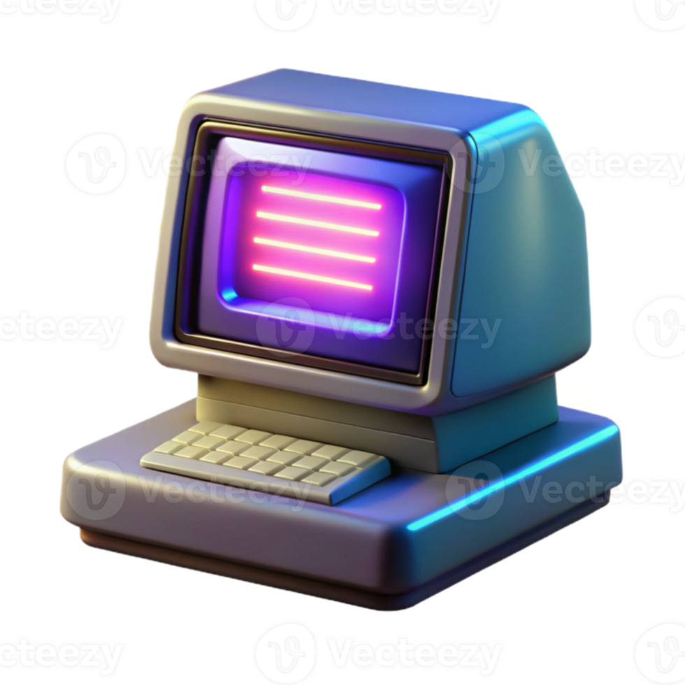 vibrant creative A vintage computer terminal displaying complex code, CRT monitor glow, dark room illuminated by the screen, retro futuristic style professional png