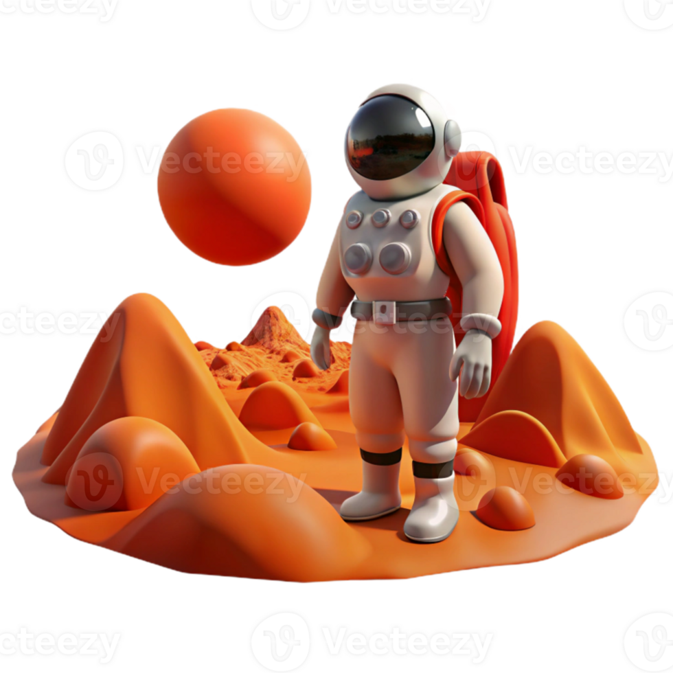 serene traditional A solitary astronaut exploring a desolate alien landscape, red planet surface, bright sunlight, realistic style original png