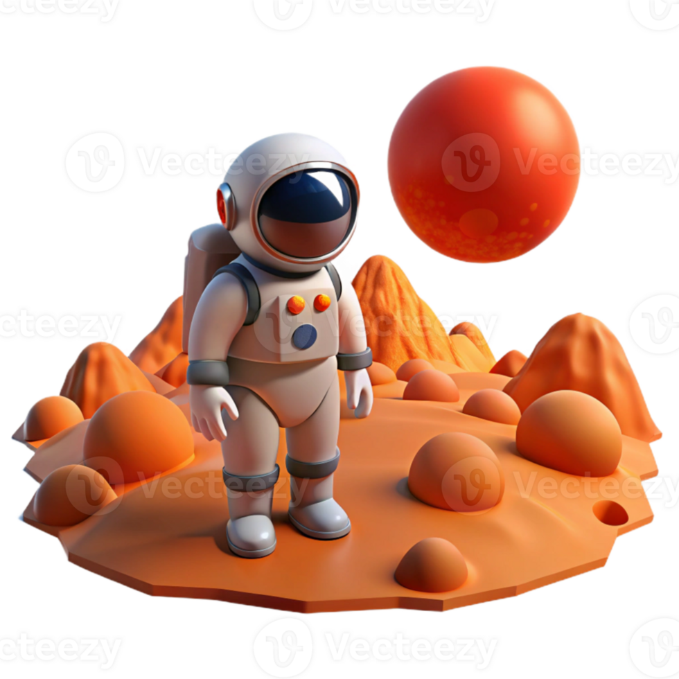 beautiful vintage A solitary astronaut exploring a desolate alien landscape, red planet surface, bright sunlight, realistic style high resolution png