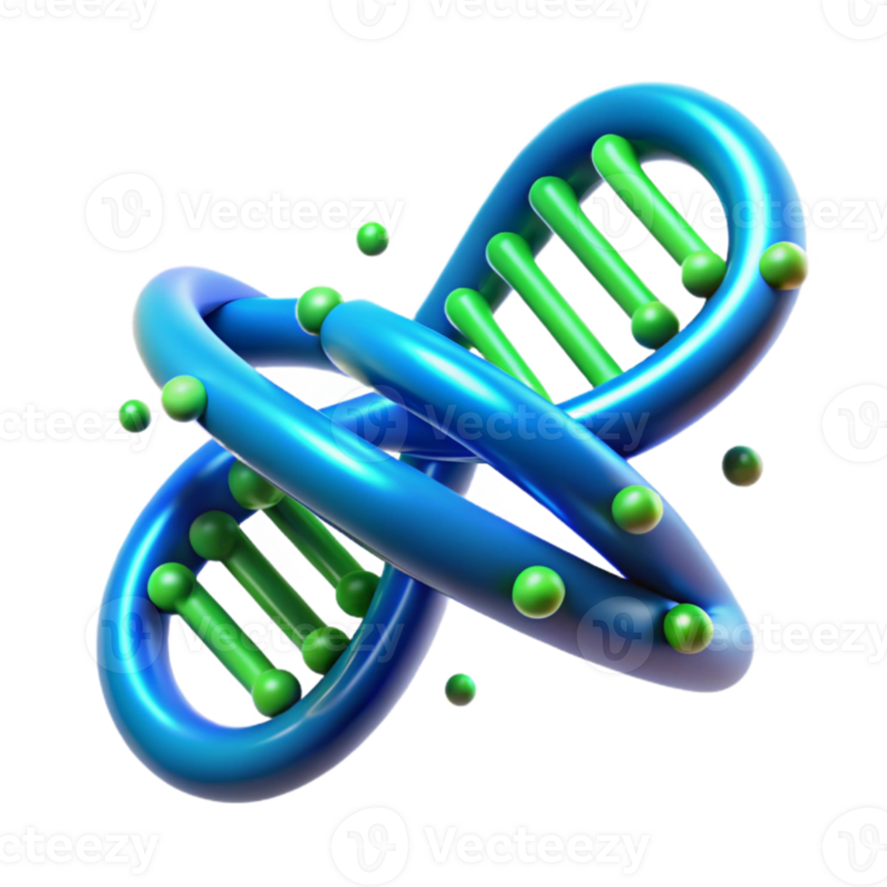impressive contemporary A DNA double helix intertwined with binary code, glowing blue and green, scientific illustration style high resolution png