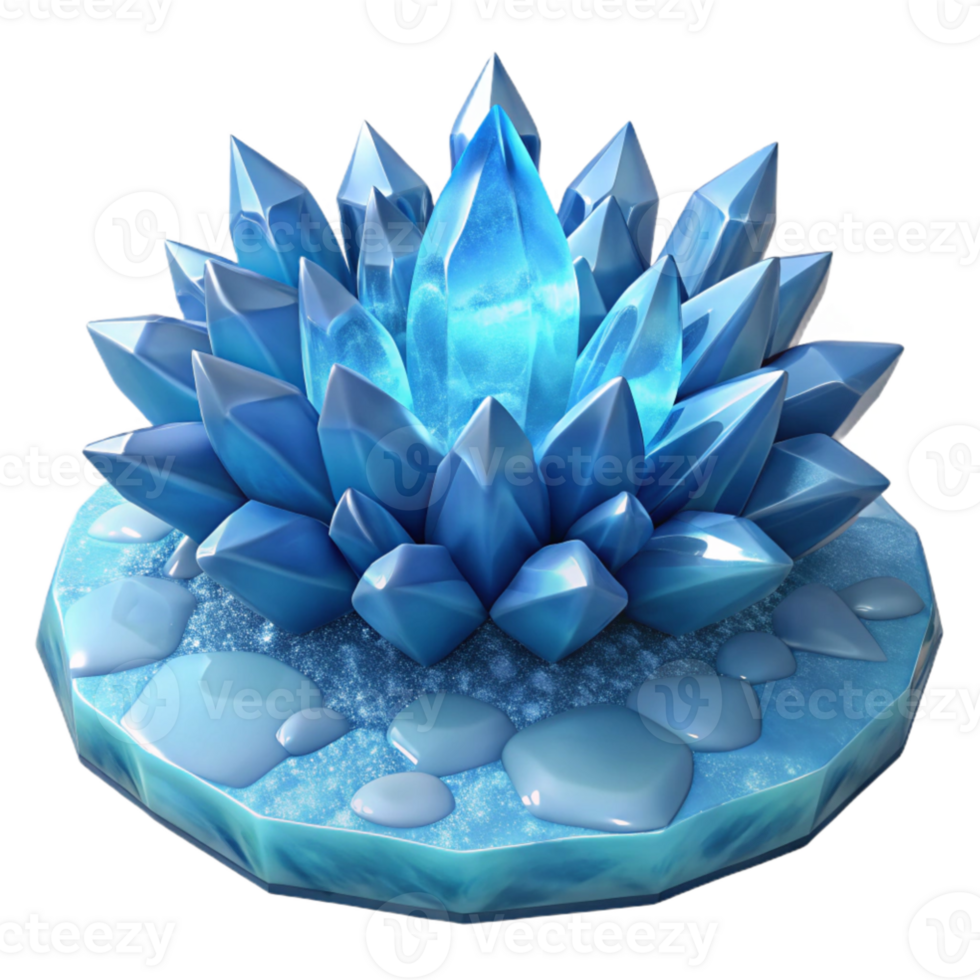 stunning creative An intricate ice crystal forming on a frozen lake, lit by the cool blue light of a winter afternoon, abstract photography style detailed png
