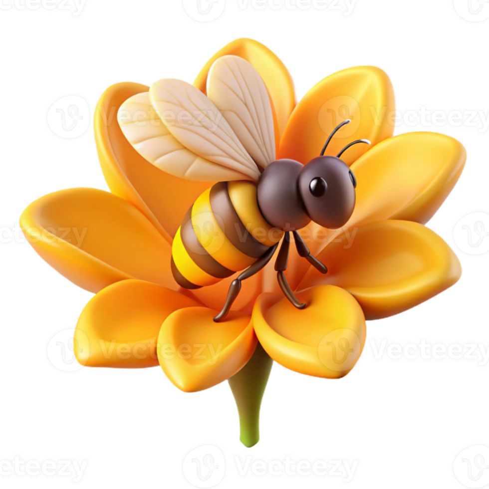 dramatic traditional A close up of a bee collecting pollen from a bright yellow flower, lit by warm, natural light, macro photography style exclusive png