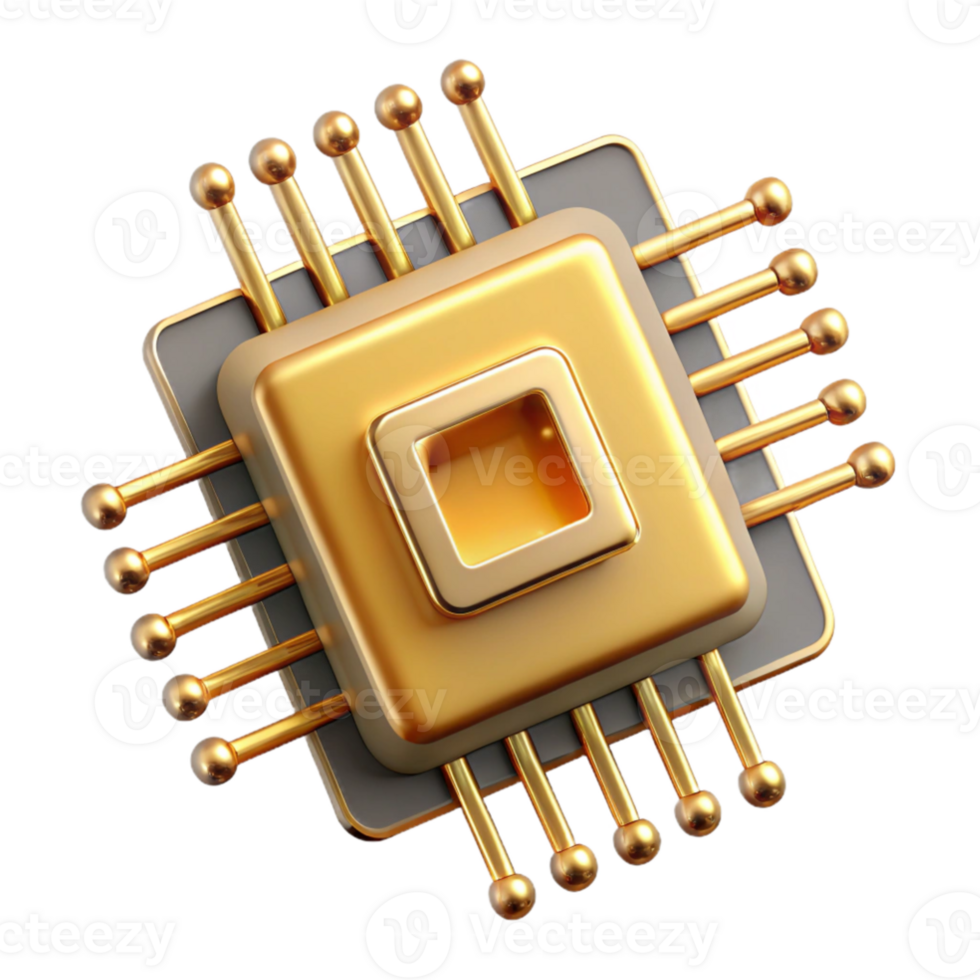 wonderful artistic A single microchip, magnified and highly detailed, its golden circuits forming an intricate pattern, lit by a scanning electron microscope, scientific style 4K png