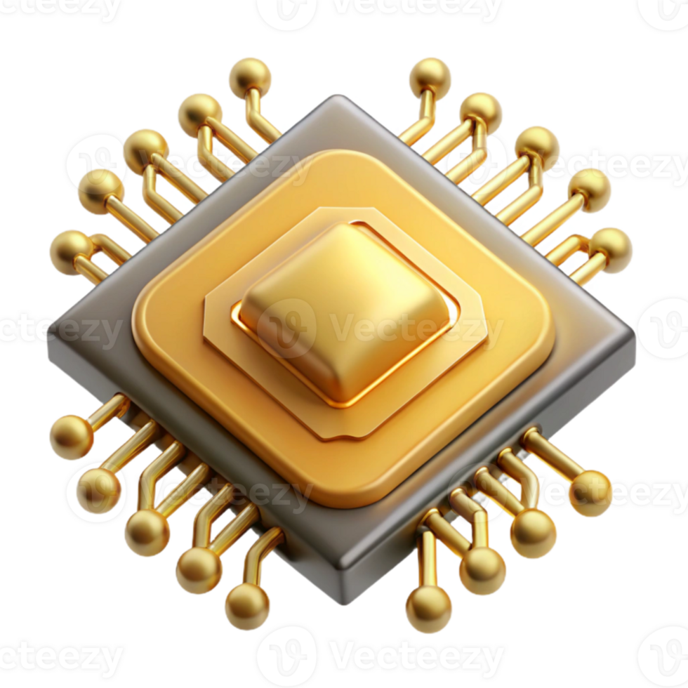 stunning traditional A single microchip, magnified and highly detailed, its golden circuits forming an intricate pattern, lit by a scanning electron microscope, scientific style detailed png