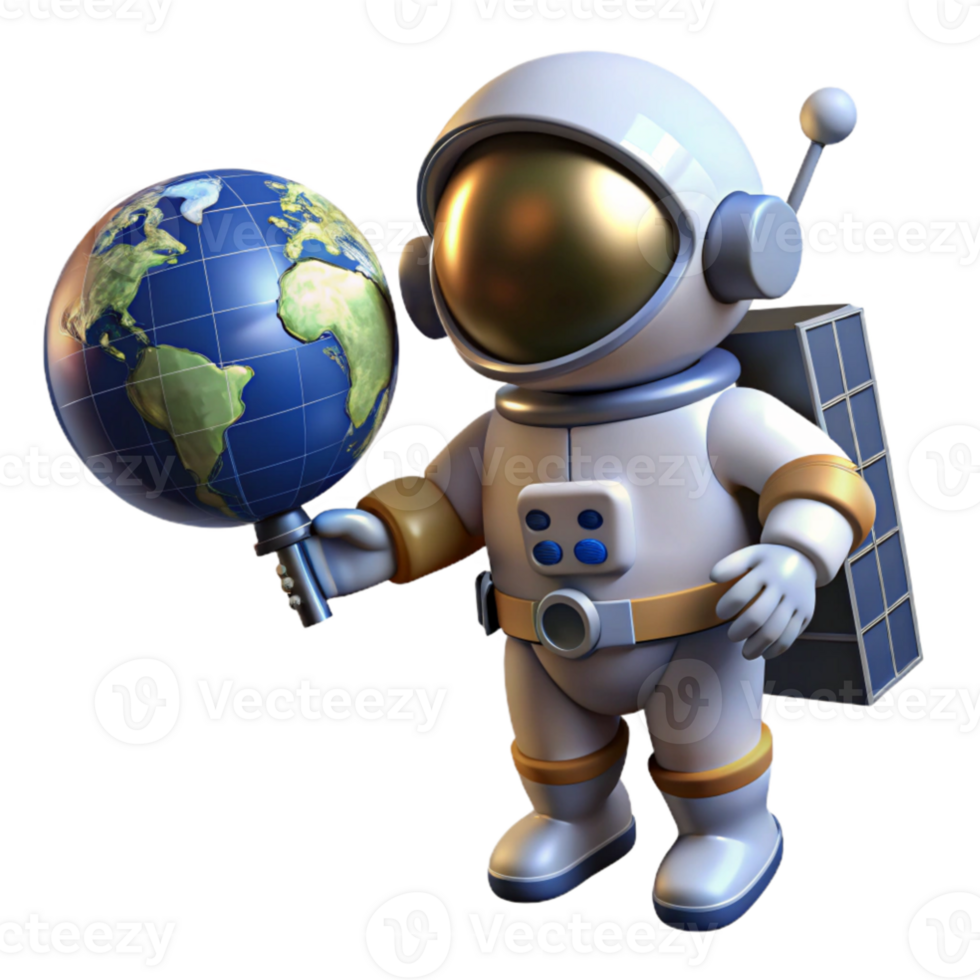 magnificent modern A lone astronaut, tethered to a satellite, gazing at a distant Earth, lit by the sun and reflected light from the Earth, photorealistic style 4K png