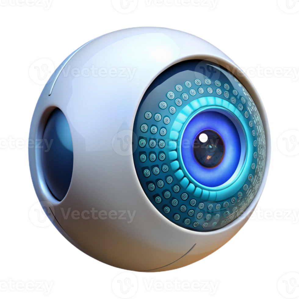 vibrant minimalist A close up of a robotic eye, its iris a complex camera lens, reflecting a binary code, lit by a single light source detailed png