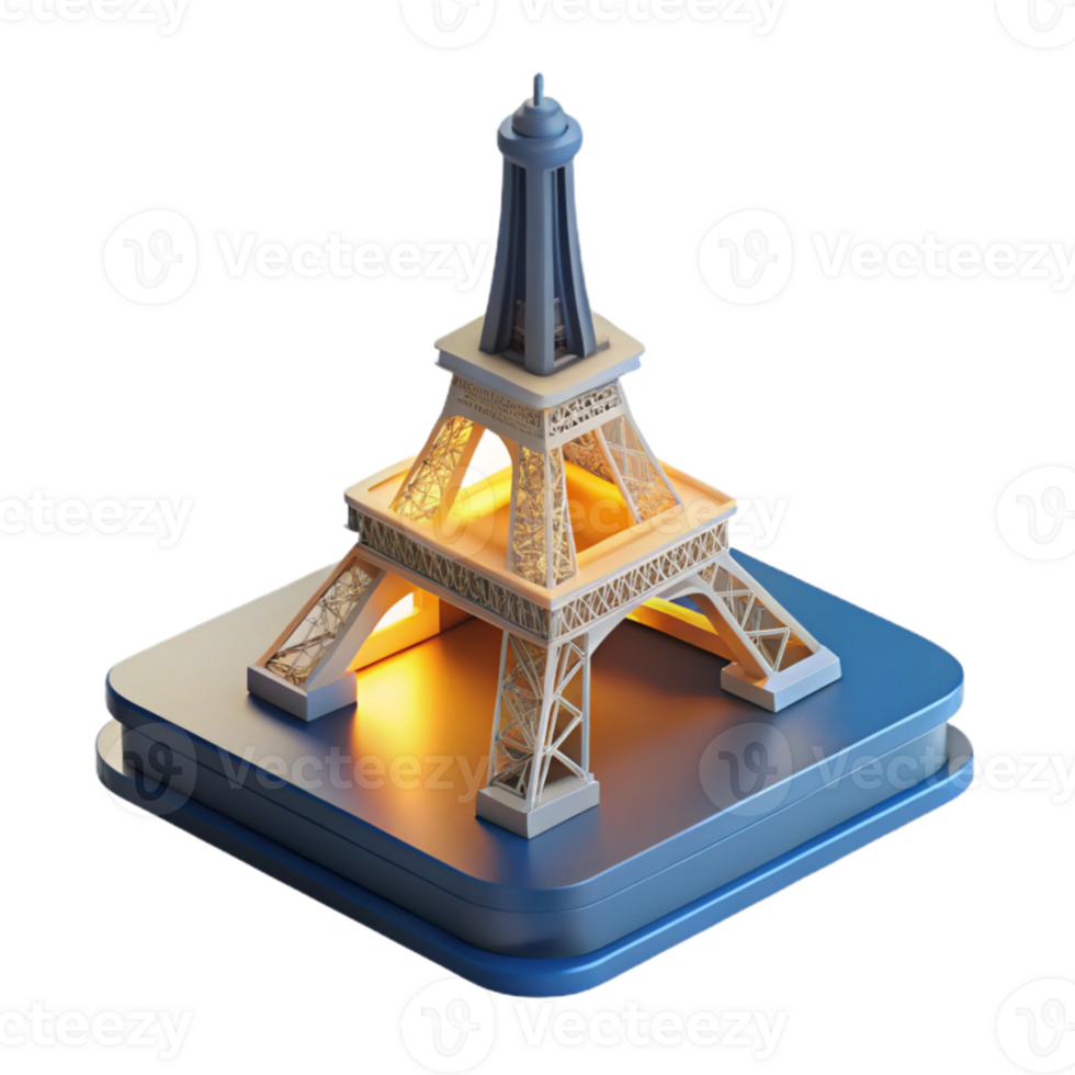 extraordinary classic A 3D printer constructing a miniature replica of the Eiffel Tower, layer by layer, lit by the printer's internal light, minimalist style detailed png