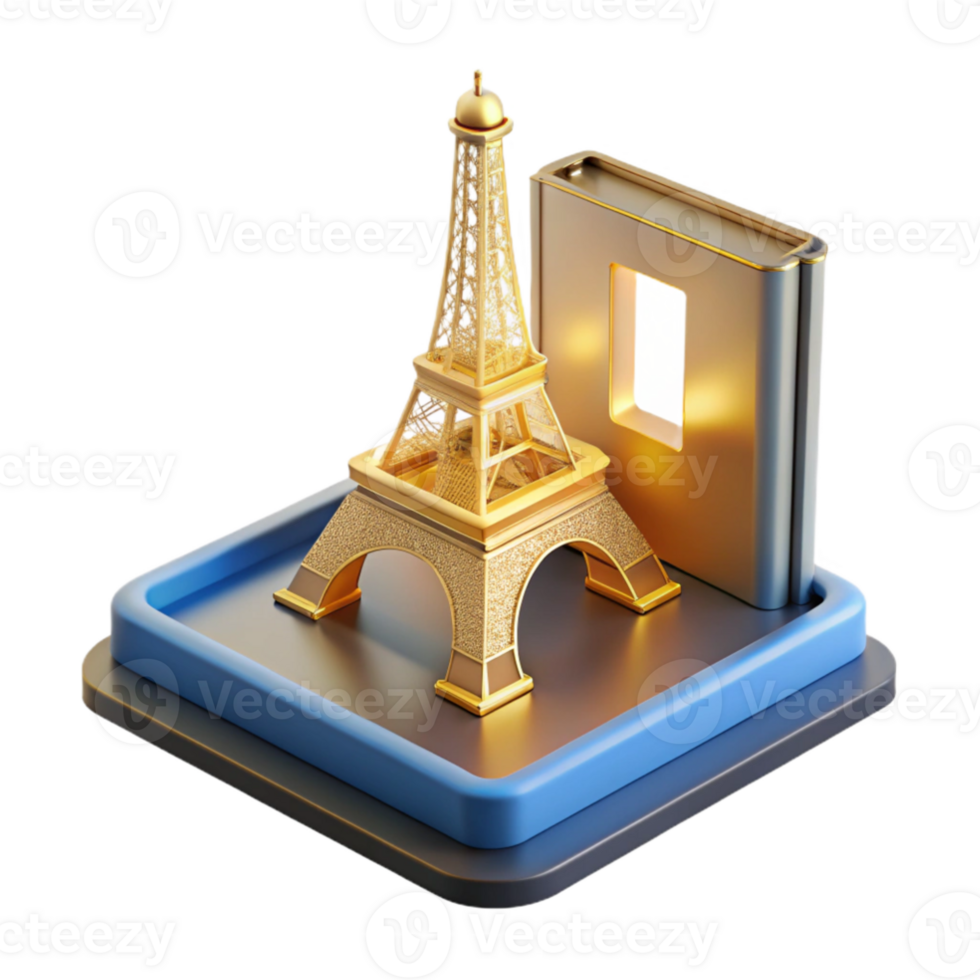 magnificent minimalist A 3D printer constructing a miniature replica of the Eiffel Tower, layer by layer, lit by the printer's internal light, minimalist style high quality png
