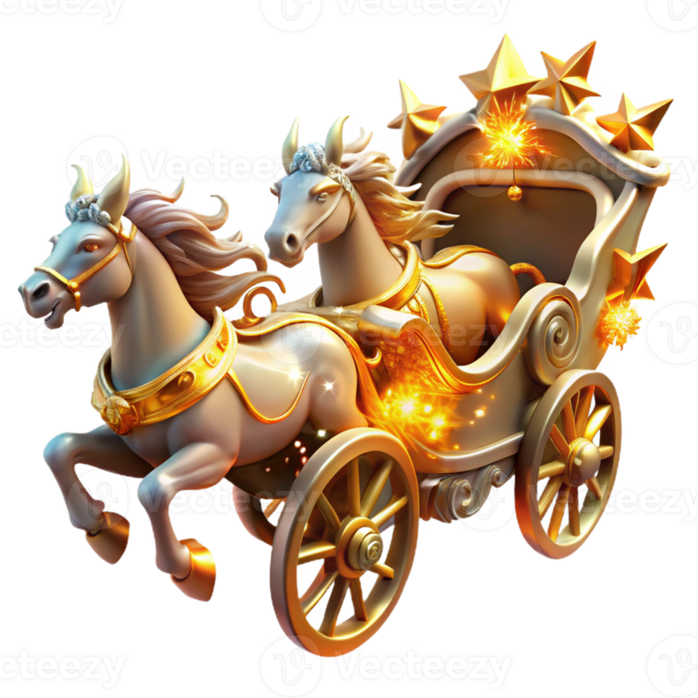 beautiful abstract A celestial chariot pulled by fiery steeds across a star studded sky, ethereal and glowing lighting, Art Nouveau style professional png