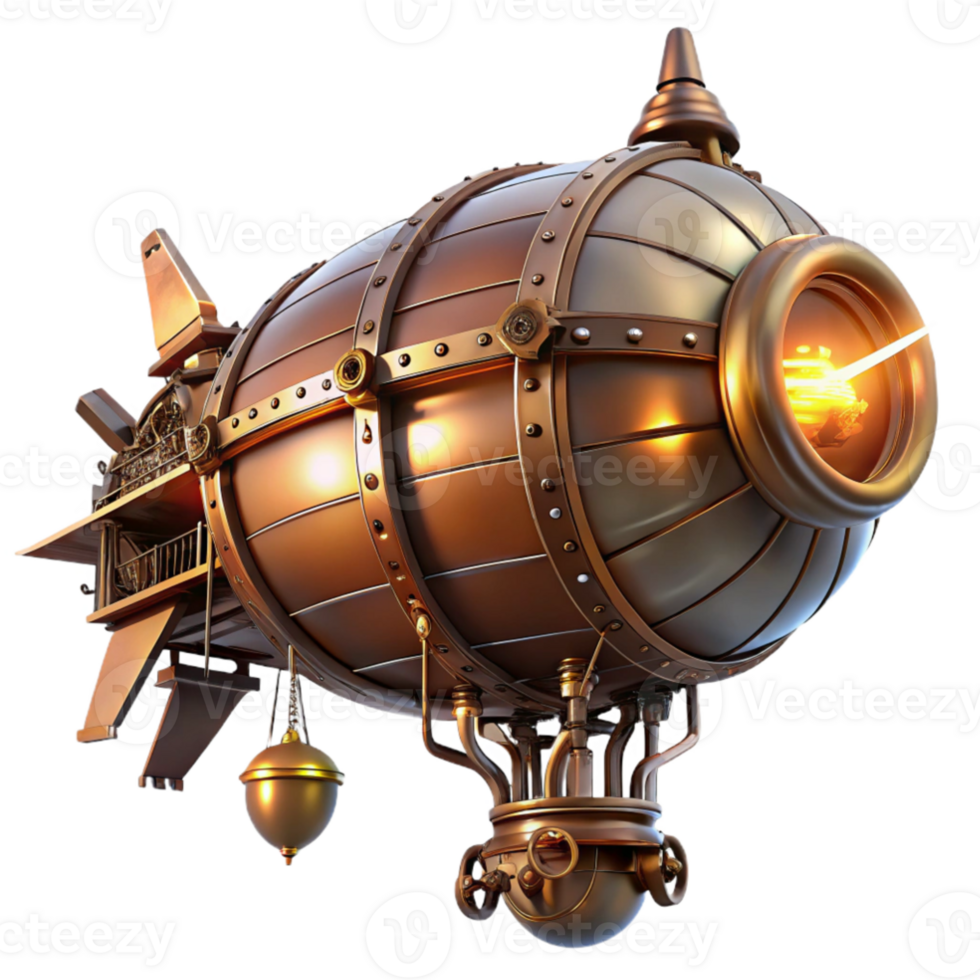 extraordinary traditional A majestic steampunk airship, copper and brass, intricate clockwork gears exposed, lit by warm, flickering gaslight, floating above a bustling city 4K png