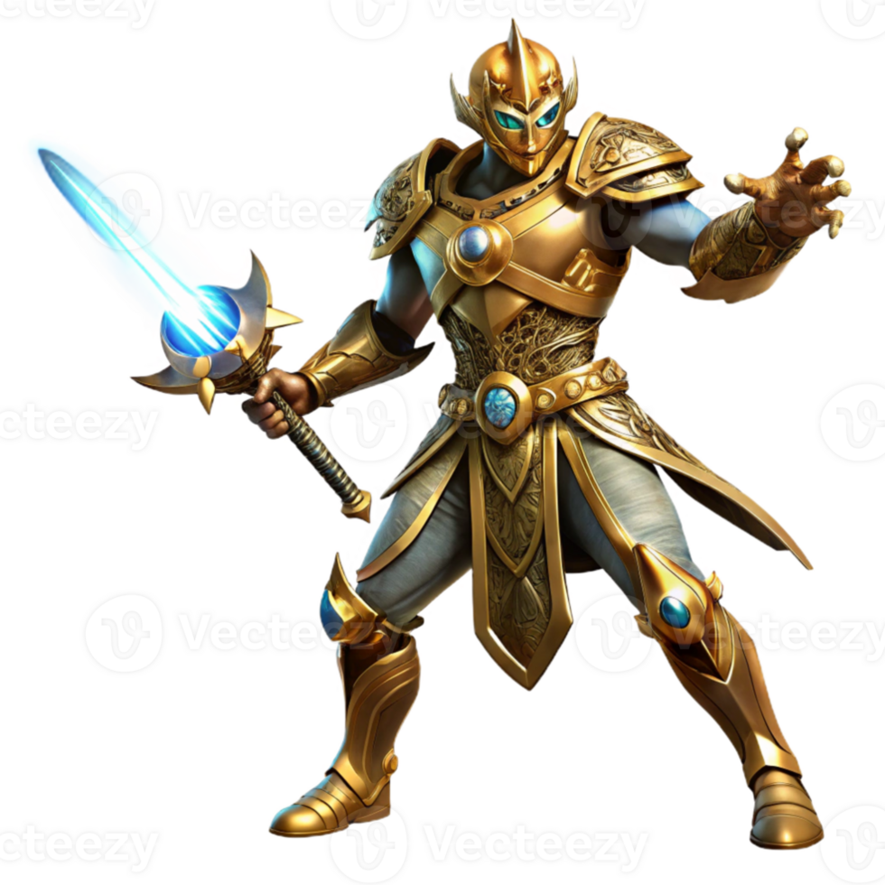 wonderful rustic A lone steampunk warrior in ornate brass armor, wielding a glowing energy sword, dynamic pose, dramatic backlighting original png