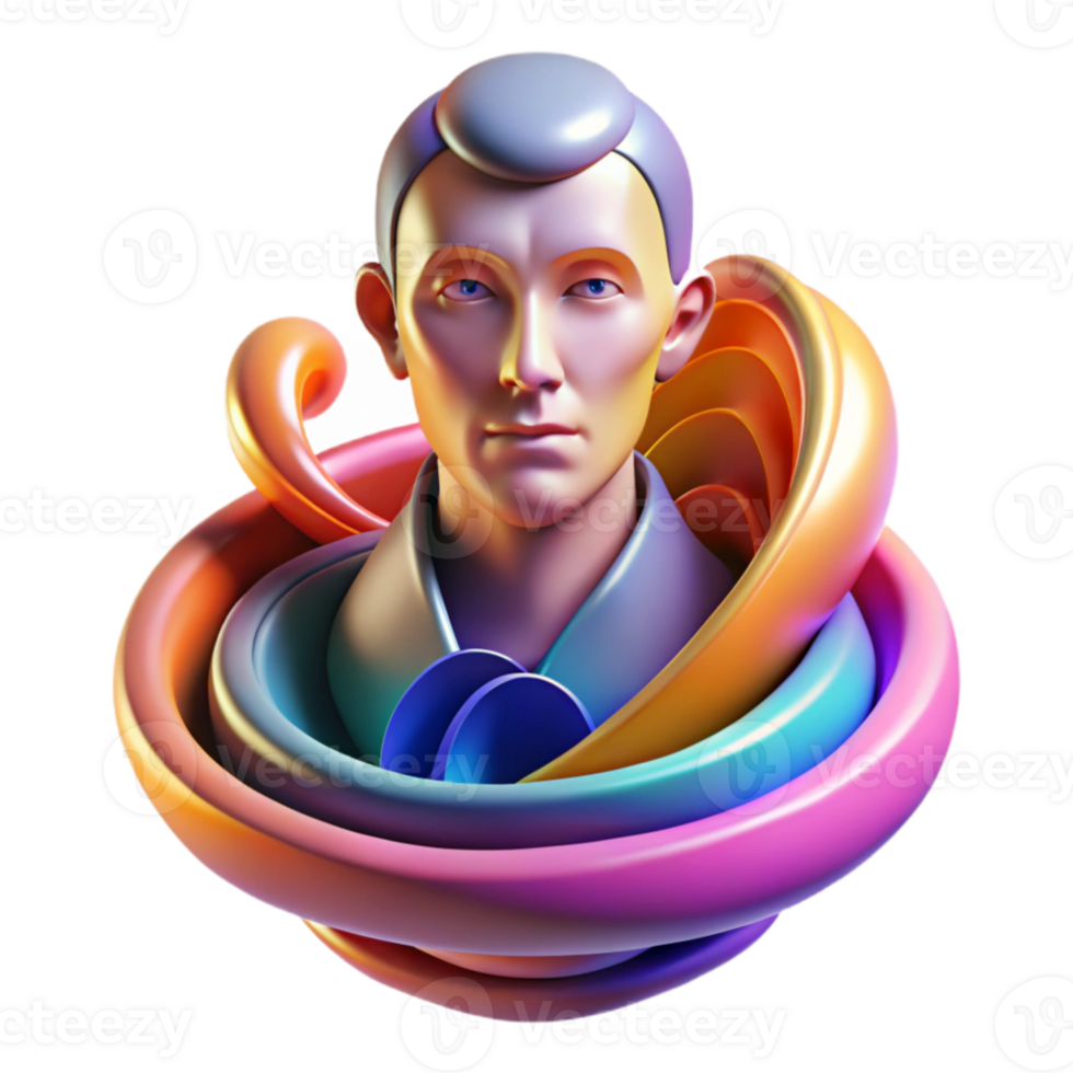 elegant modern Portrait of an abstract figure composed of swirling colors and geometric shapes, evoking a sense of mystery and intrigue, illuminated by dynamic, shifting light, in a vibrant,... png
