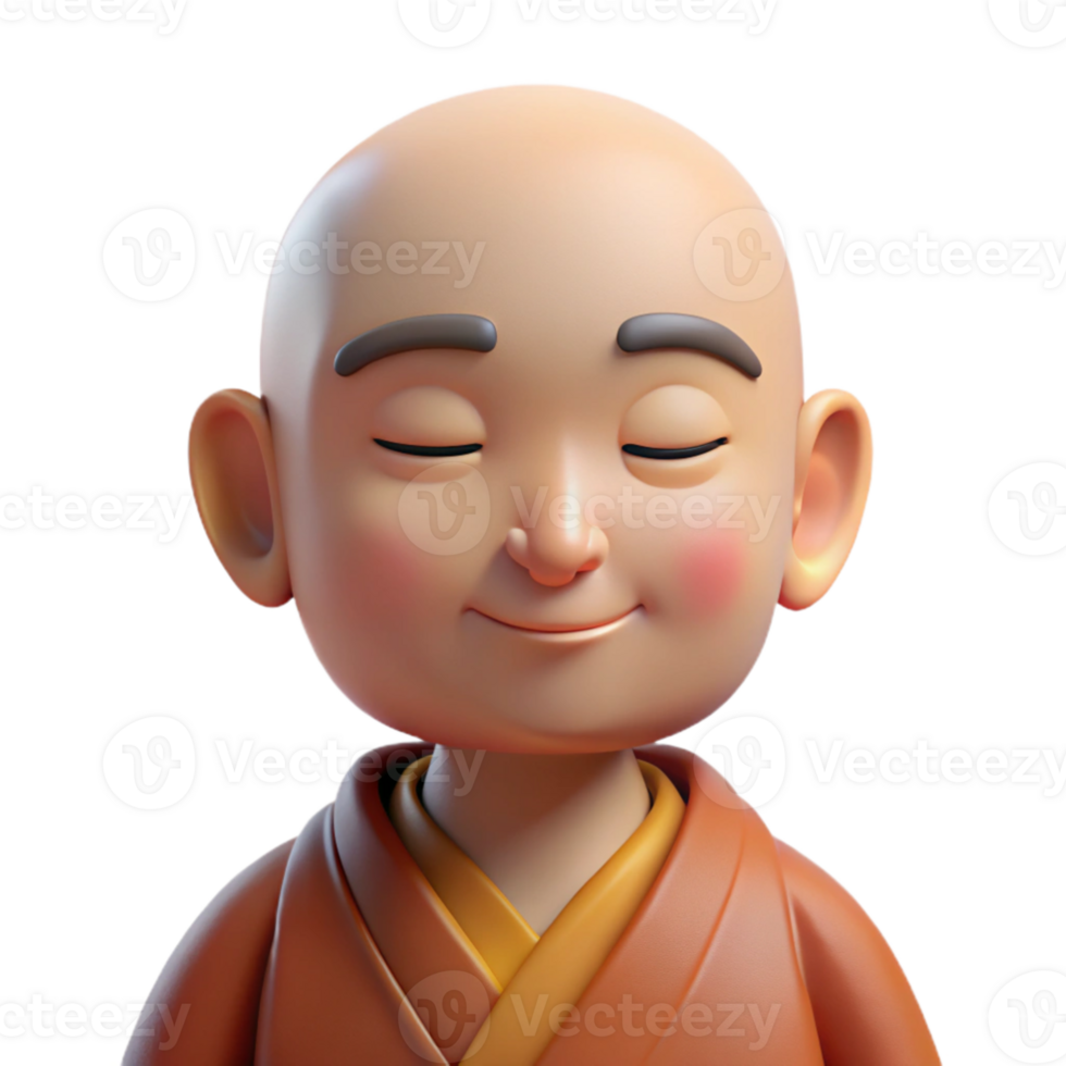 dramatic contemporary A portrait of a serene monk with a shaved head, closed eyes, and a peaceful expression, bathed in soft, warm candlelight, in a contemplative, spiritual style exclusive png