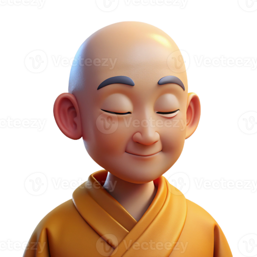 stunning abstract A portrait of a serene monk with a shaved head, closed eyes, and a peaceful expression, bathed in soft, warm candlelight, in a contemplative, spiritual style original png