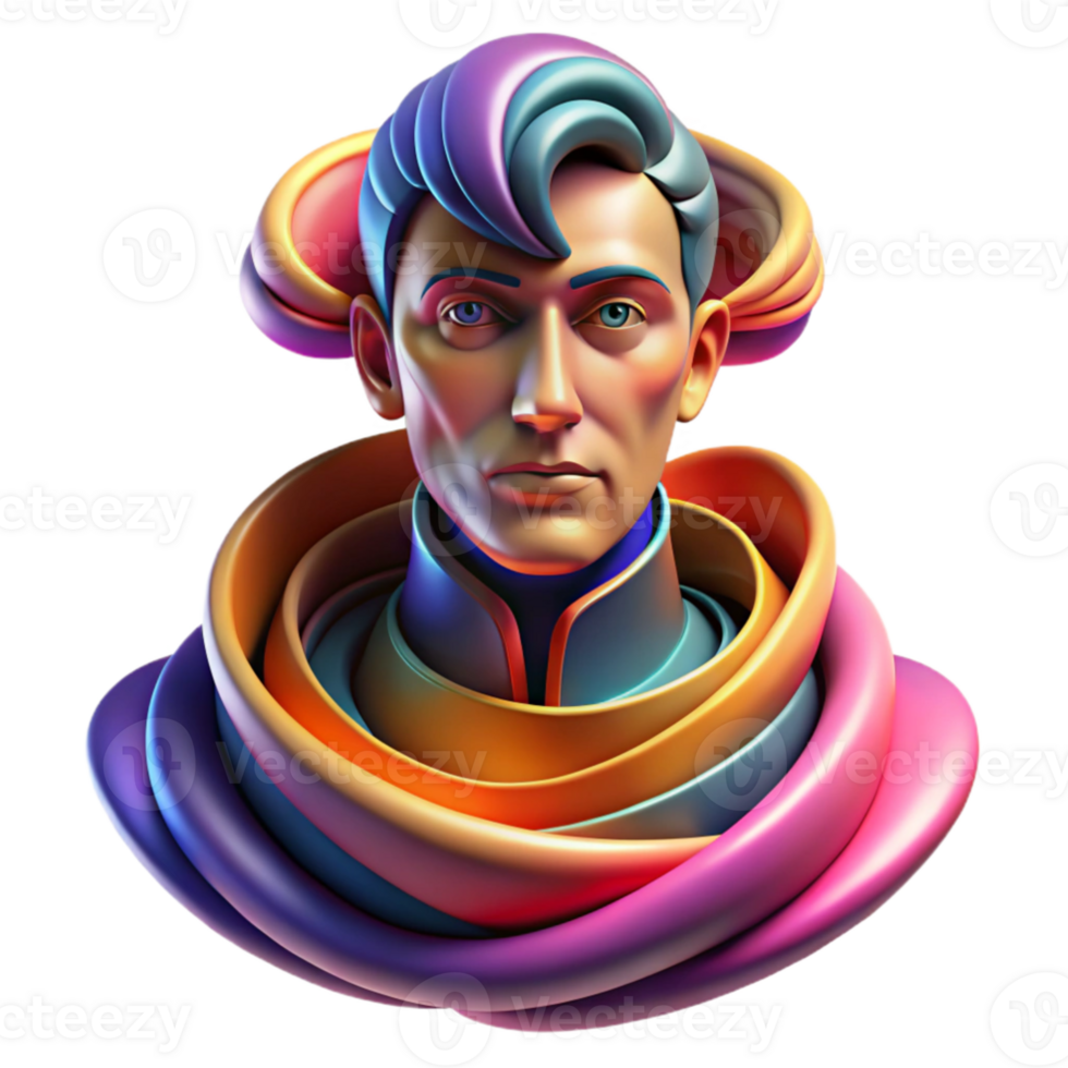 impressive abstract Portrait of an abstract figure composed of swirling colors and geometric shapes, evoking a sense of mystery and intrigue, illuminated by dynamic, shifting light, in a vibrant,... png