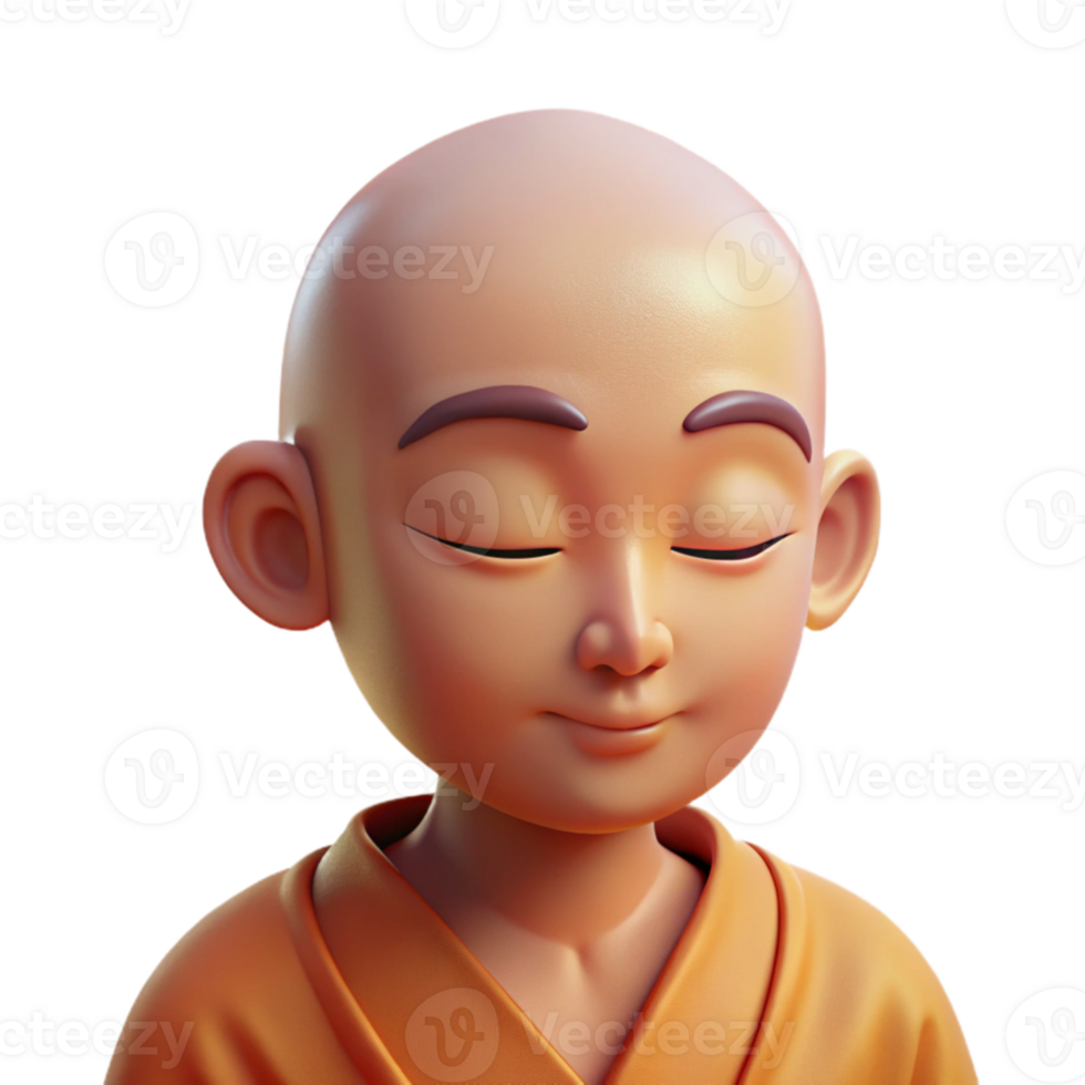 vibrant contemporary A portrait of a serene monk with a shaved head, closed eyes, and a peaceful expression, bathed in soft, warm candlelight, in a contemplative, spiritual style exclusive png