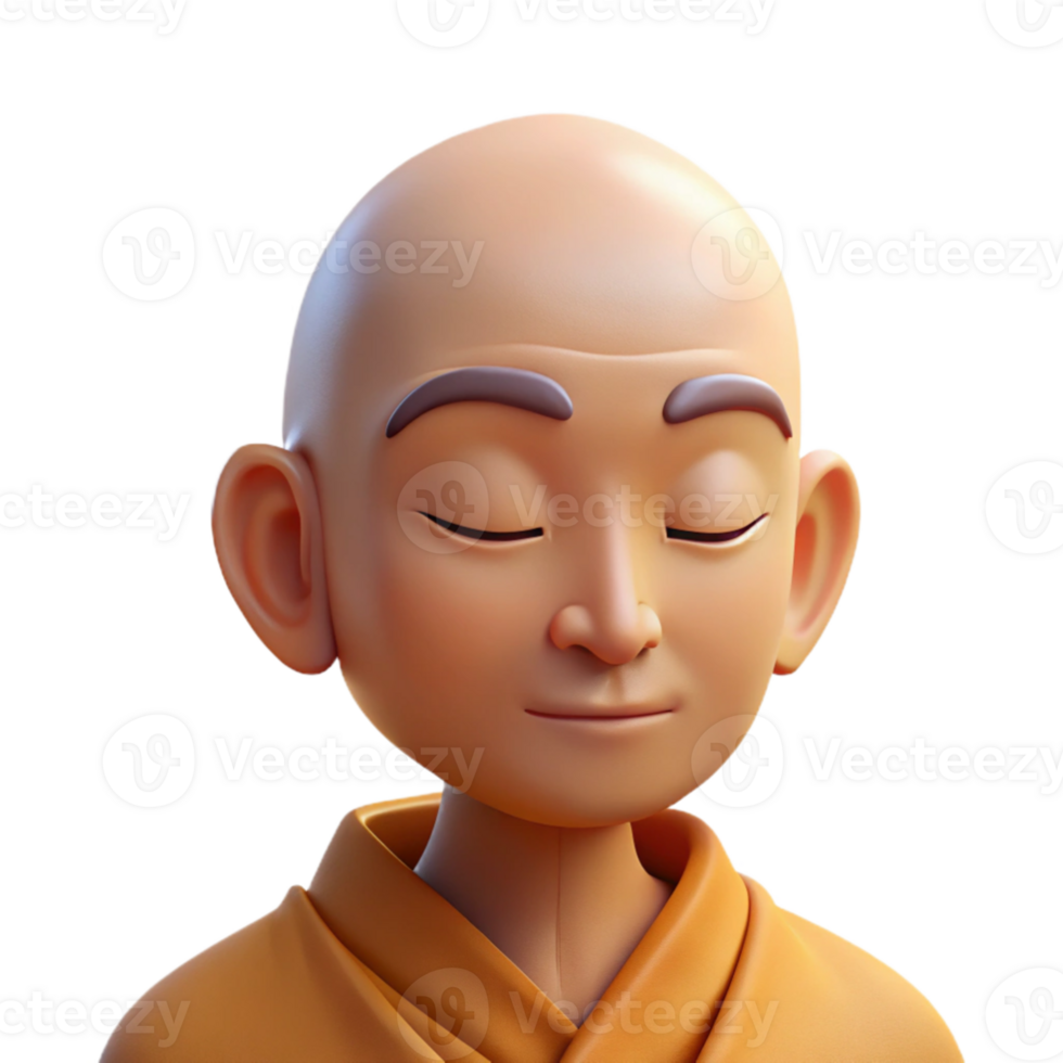 dramatic traditional A portrait of a serene monk with a shaved head, closed eyes, and a peaceful expression, bathed in soft, warm candlelight, in a contemplative, spiritual style premium png
