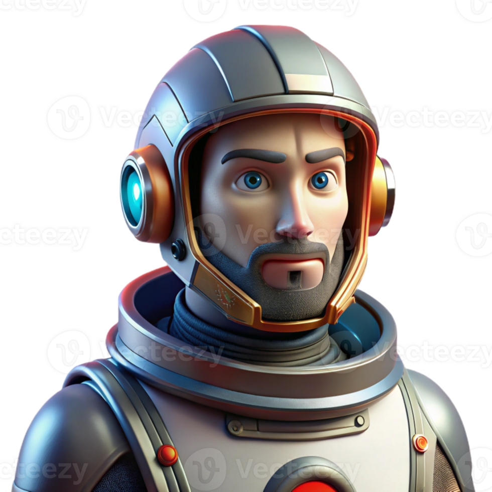 serene creative Portrait of a futuristic astronaut with a reflective visor, intricate spacesuit details, and a determined expression, lit by the harsh glare of a distant sun, in a hyperrealistic,... png