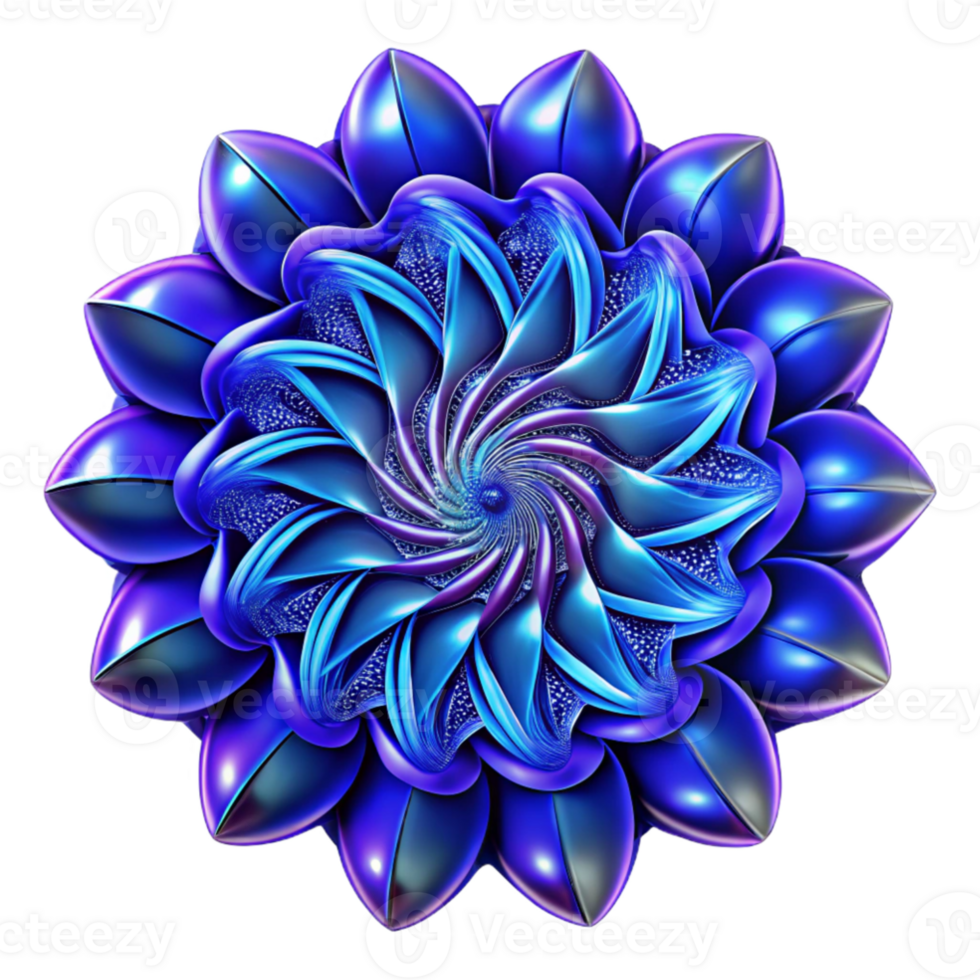 serene abstract A kaleidoscope of swirling, fractal patterns, rendered in shades of deep indigo and electric blue, illuminated by a pulsating, rhythmic light exclusive png