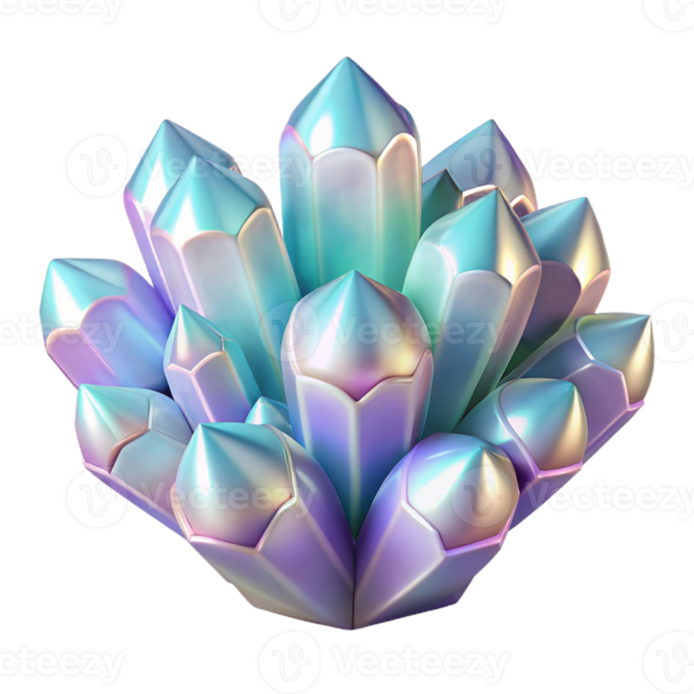 wonderful vintage A cluster of iridescent, crystalline geodes, radiating a soft, internal light, in a style reminiscent of Art Deco original png
