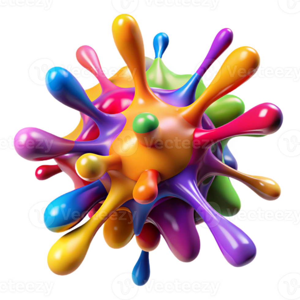vibrant modern A chaotic explosion of colorful paint splatters, forming abstract shapes and patterns, illuminated by a bright, studio light high resolution png