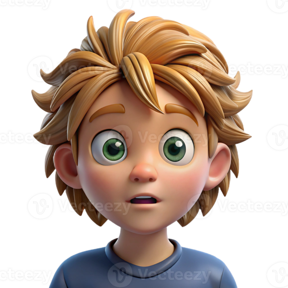 magnificent abstract Portrait of a curious child with wide eyes and messy hair, natural window lighting, impressionist style high resolution png