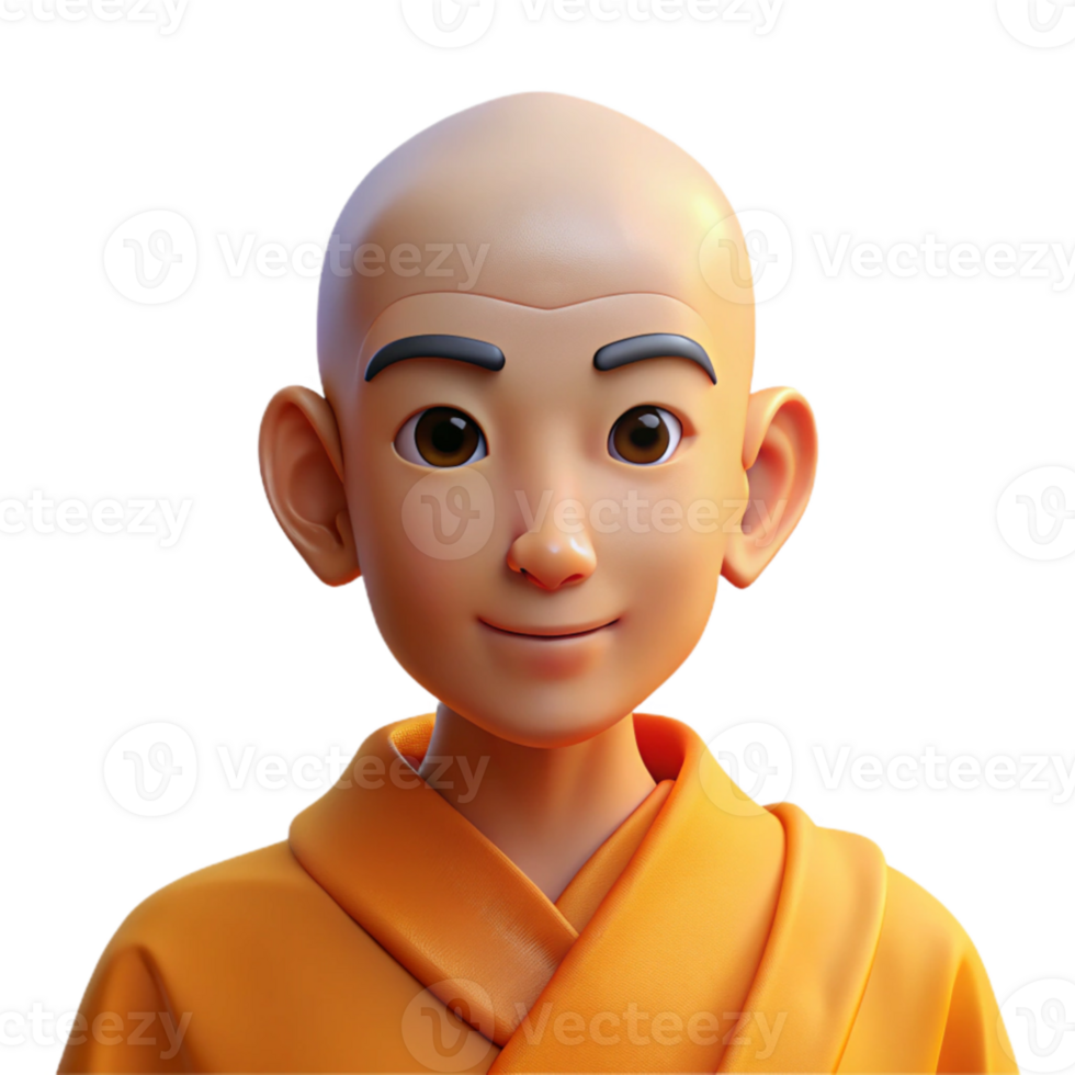 beautiful rustic Portrait of a serene monk in orange robes, soft natural lighting, spiritual art style detailed png